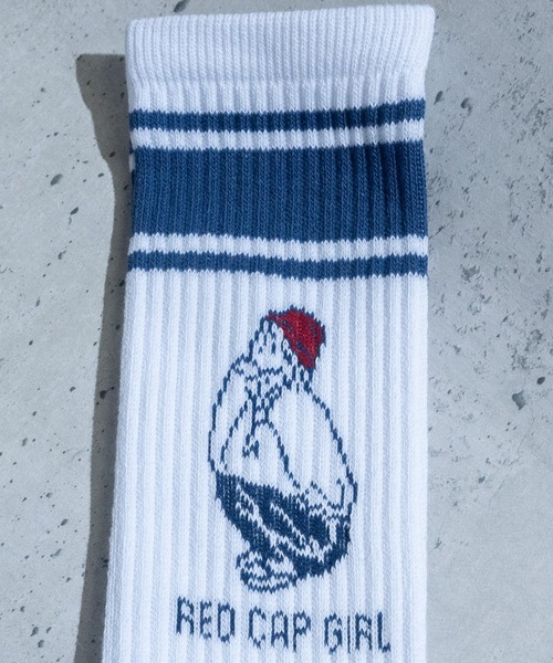 Red Cap Girl(レッドキャプガール)の「【a-r】〔Red Cap Girl/レッドキャップガール〕ジャガードイラストソックス(ソックス/靴下・メンズ・ブラック/ブルー・FREE)」の5枚目の写真