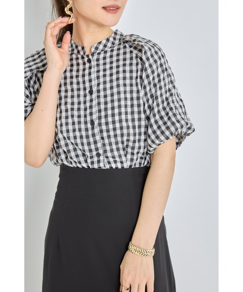 &. NOSTALGIA（アンドドットノスタルジア）の「ギンガムチェックブラウス（シャツ/ブラウス・レディース・ベージュ系その他/ブラック系その他・FREE）」の2枚目の写真