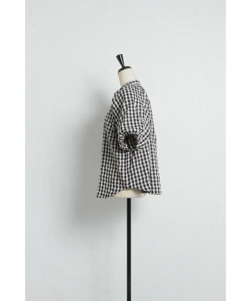 &. NOSTALGIA（アンドドットノスタルジア）の「ギンガムチェックブラウス（シャツ/ブラウス・レディース・ベージュ系その他/ブラック系その他・FREE）」の6枚目の写真