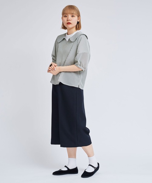 ブラウス シャツ SATIN SOCCER ギンガム ブラウス レディース I am I in fact（アイアムアイインファクト）の「SATIN