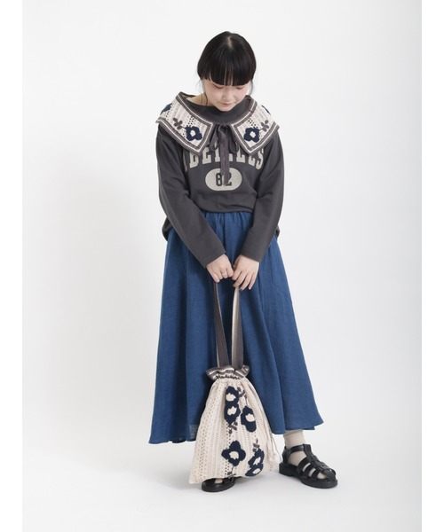 Samansa Mos2（サマンサ モスモス）の「さがら刺繍巾着トートバッグ（ハンドバッグ・レディース・ベージュ/キナリ/ブラック・ﾌﾘ-）」の9枚目の写真