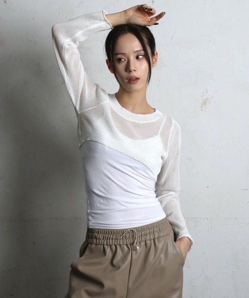 トップス HYEON fuwashoul knit / ivory ZIGZAG SUKASHI KNIT PULLOVER - Yonetomi STORE ONLINE｜ヨネ