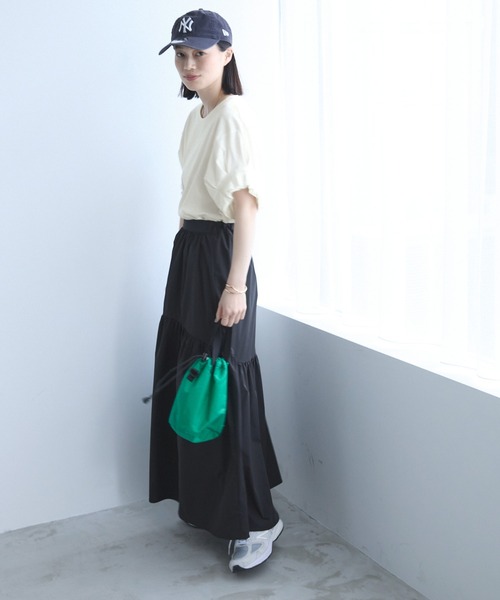 Chaco closet(チャコ クローゼット)の「フレンチタックスリーブTシャツ(Tシャツ/カットソー・レディース・グレイッシュベージュ/ブラック/オフホワイト/イエロー/パープル/グリーン・FREE)」の12枚目の写真