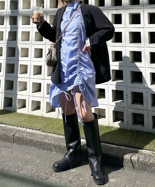 Alley by w closet（アリーバイダブルクローゼット）の「【Alley】ドロストノースリーブミニワンピース（ワンピース・レディース・オフホワイト/ブルー・FREE）」の6枚目の写真