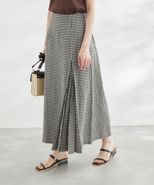 ROPE' PICNIC(ロペピクニック)の「麻混アシンメトリータックカラースカート(スカート・レディース・サックスブルー/ブラック/ターコイズブルー/オレンジ/ブラック系その他・38/36)」の2枚目の写真