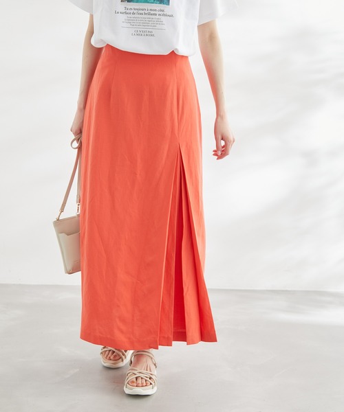 ROPE' PICNIC(ロペピクニック)の「麻混アシンメトリータックカラースカート(スカート・レディース・サックスブルー/ブラック/ターコイズブルー/オレンジ/ブラック系その他・38/36)」の5枚目の写真