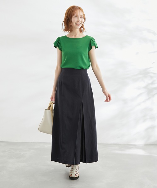 ROPE' PICNIC(ロペピクニック)の「麻混アシンメトリータックカラースカート(スカート・レディース・サックスブルー/ブラック/ターコイズブルー/オレンジ/ブラック系その他・38/36)」の10枚目の写真