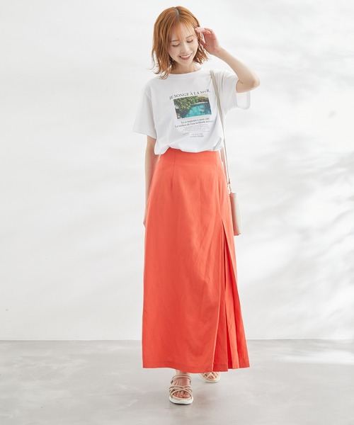 ROPE' PICNIC(ロペピクニック)の「麻混アシンメトリータックカラースカート(スカート・レディース・サックスブルー/ブラック/ターコイズブルー/オレンジ/ブラック系その他・38/36)」の6枚目の写真