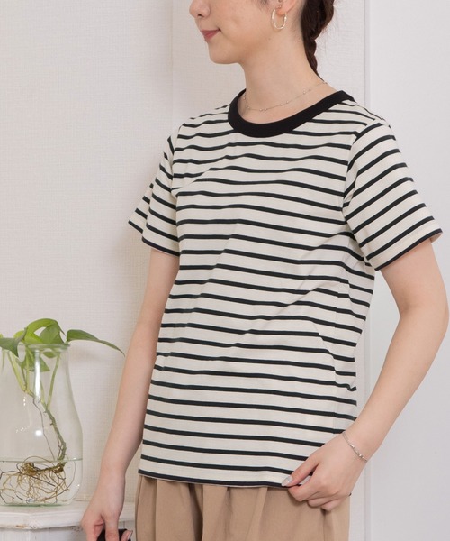 POU DOU DOU(プードゥドゥ)の「クラシックパターンTee(Tシャツ/カットソー・レディース・オフホワイト/ブラック/スミクロ・3)」の3枚目の写真