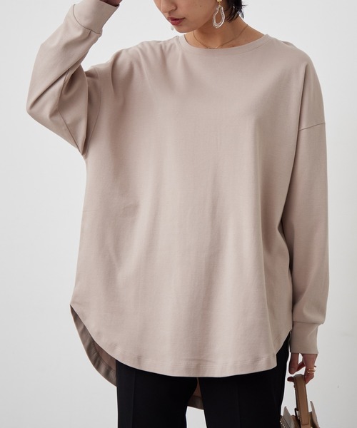 for/c(フォーシー)の「USAコットンラウンドヘムロンT【サスティナブル】(Tシャツ/カットソー・レディース・ブラック/ベージュ/ブルー/サックスブルー/ネイビー/グレー/ホワイト/ラベンダー/ピンク/アイボリー・LL/M/L)」の5枚目の写真