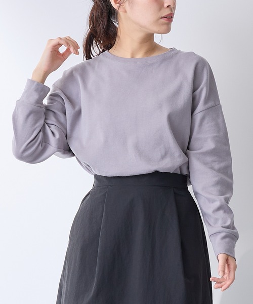 for/c(フォーシー)の「USAコットンラウンドヘムロンT【サスティナブル】(Tシャツ/カットソー・レディース・ブラック/ベージュ/ブルー/サックスブルー/ネイビー/グレー/ホワイト/ラベンダー/ピンク/アイボリー・LL/M/L)」の13枚目の写真