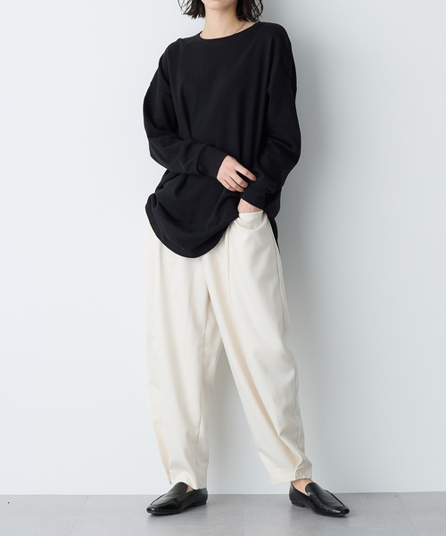 for/c(フォーシー)の「USAコットンラウンドヘムロンT【サスティナブル】(Tシャツ/カットソー・レディース・ブラック/ベージュ/ブルー/サックスブルー/ネイビー/グレー/ホワイト/ラベンダー/ピンク/アイボリー・LL/M/L)」の11枚目の写真