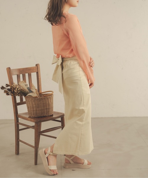 Ambre Neige（アンブルネージュ）の「2WAYリボンナロースカート／【WEB/EC限定商品】（スカート・レディース・アイボリー/ダークブラウン・FREE）」の7枚目の写真