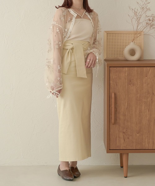 Ambre Neige（アンブルネージュ）の「2WAYリボンナロースカート／【WEB/EC限定商品】（スカート・レディース・アイボリー/ダークブラウン・FREE）」の21枚目の写真