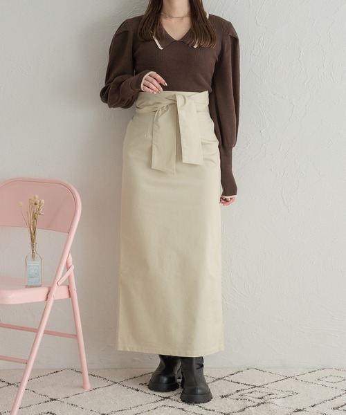 Ambre Neige（アンブルネージュ）の「2WAYリボンナロースカート／【WEB/EC限定商品】（スカート・レディース・アイボリー/ダークブラウン・FREE）」の15枚目の写真