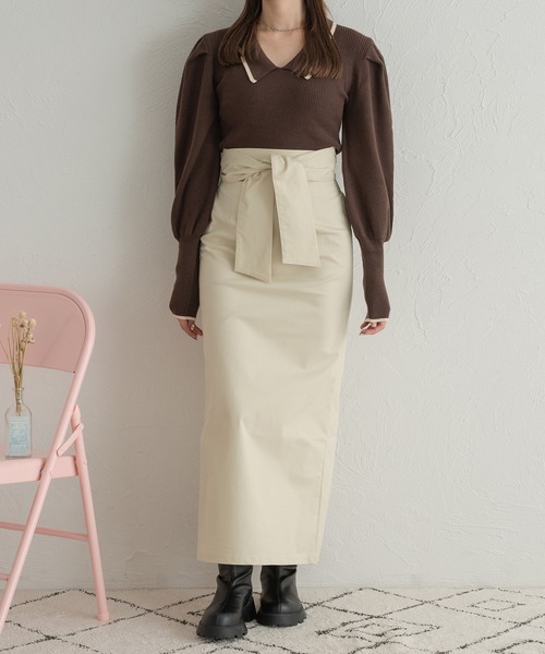 Ambre Neige（アンブルネージュ）の「2WAYリボンナロースカート／【WEB/EC限定商品】（スカート・レディース・アイボリー/ダークブラウン・FREE）」の17枚目の写真