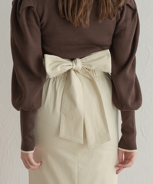 Ambre Neige（アンブルネージュ）の「2WAYリボンナロースカート／【WEB/EC限定商品】（スカート・レディース・アイボリー/ダークブラウン・FREE）」の18枚目の写真