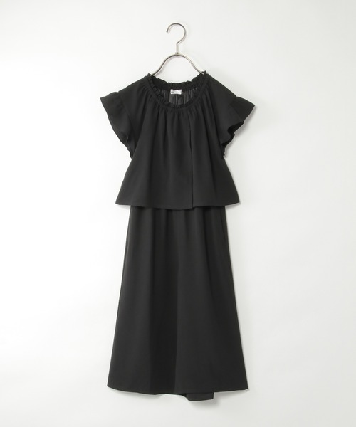 ikka（イッカ）の「ジョーゼットラップオールインワン（120~160cm）（つなぎ/オールインワン・キッズ・ブラック・150/130/120/140/160）」の2枚目の写真