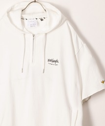 【(What it isNt) ART BY MARK GONZALES/ワットイズイズント マークゴンザレス】ロゴワンポイントハーフジップフーディー/パーカー/バックプリント/ビッグシルエット