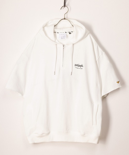 (What it isNt)ART BY MARKGONZALES(ワットイットイズント)の「【(What it isNt) ART BY MARK GONZALES/ワットイズイズント マークゴンザレス】ロゴワンポイントハーフジップフーディー/パーカー/バックプリント/ビッグシルエット(パーカー・メンズ・ブラック/ホワイト/アッシュグレー・XL/L/M)」の8枚目の写真