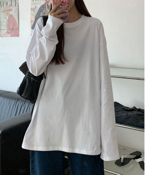 ibeul_(イベール)の「ベーシックコットンロンT(Tシャツ/カットソー・レディース・ブラック/ホワイト・FREE)」の1枚目の写真