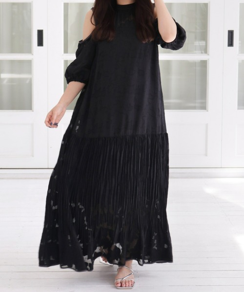 ANAYI 36 ブラック　ドット　ジャガード　ワンピース ANAYI（アナイ）の「ドットジャガードテントライン ワンピース