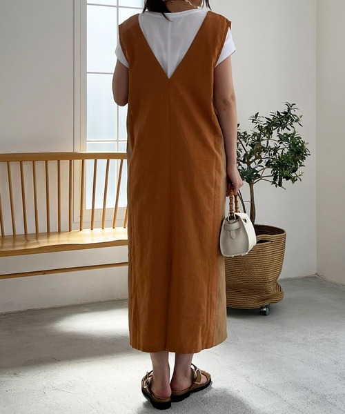 un dix cors（アンディコール）の「織柄リブ切替ジャンスカ（ジャンパースカート・レディース・オレンジ/ライトグレー・FREE）」の12枚目の写真