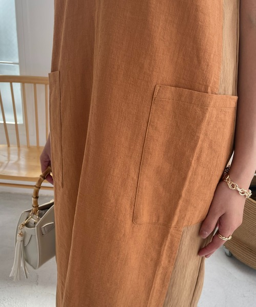 un dix cors（アンディコール）の「織柄リブ切替ジャンスカ（ジャンパースカート・レディース・オレンジ/ライトグレー・FREE）」の17枚目の写真