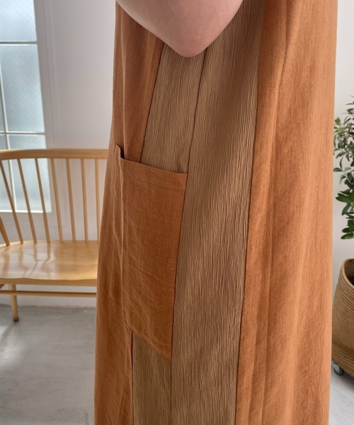 un dix cors（アンディコール）の「織柄リブ切替ジャンスカ（ジャンパースカート・レディース・オレンジ/ライトグレー・FREE）」の18枚目の写真