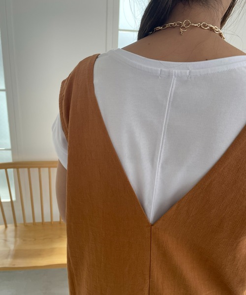 un dix cors（アンディコール）の「織柄リブ切替ジャンスカ（ジャンパースカート・レディース・オレンジ/ライトグレー・FREE）」の15枚目の写真