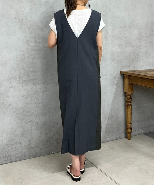 un dix cors（アンディコール）の「織柄リブ切替ジャンスカ（ジャンパースカート・レディース・オレンジ/ライトグレー・FREE）」の6枚目の写真