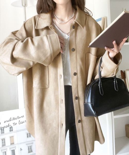 classicalelf(クラシカルエルフ)の「滑らかフェイクスエード素材の上質シャツジャケット(シャツ/ブラウス・レディース・チャコールグレー/アイボリー/ベージュ/ブラウン・LARGE/MEDIUM/SMALL/X-LARGE)」の8枚目の写真