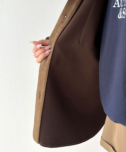 セール】滑らかフェイクスエード素材の上質シャツジャケット（シャツ