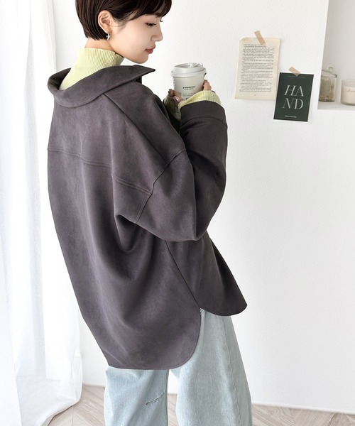 classicalelf(クラシカルエルフ)の「滑らかフェイクスエード素材の上質シャツジャケット(シャツ/ブラウス・レディース・チャコールグレー/アイボリー/ベージュ/ブラウン・LARGE/MEDIUM/SMALL/X-LARGE)」の20枚目の写真