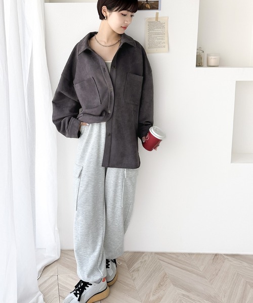 セール】滑らかフェイクスエード素材の上質シャツジャケット（シャツ