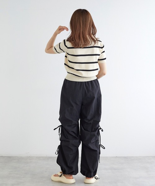 w closet（ダブルクローゼット）の「スキッパーボーダーポロニット（ポロシャツ・レディース・オフホワイト/ブラック・FREE）」の13枚目の写真