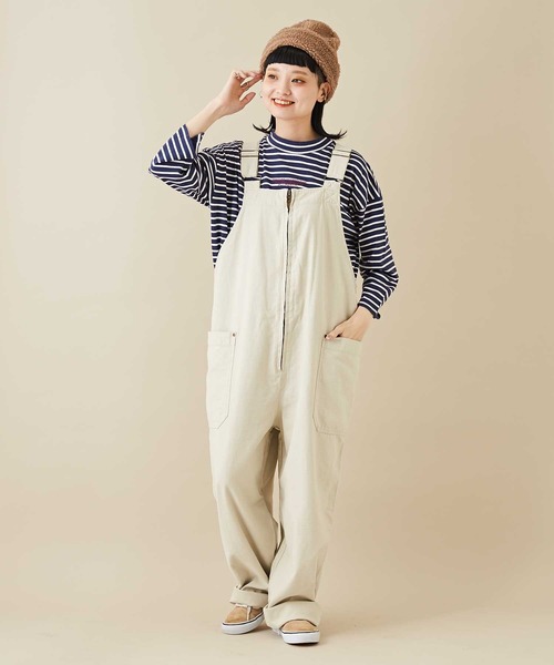 CUBE SUGAR（キューブシュガー）の「無地バックツイルフロントジップオーバーオール（サロペット/オーバーオール・レディース・ブラウン/カーキ/ナチュラル・M）」の15枚目の写真