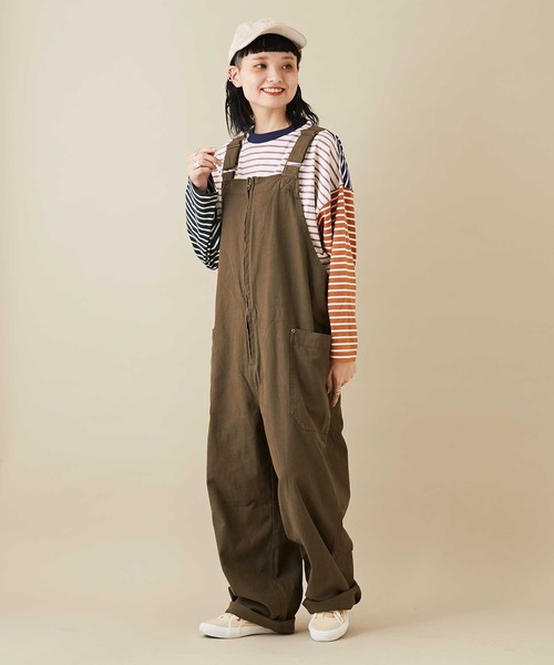 CUBE SUGAR（キューブシュガー）の「無地バックツイルフロントジップオーバーオール（サロペット/オーバーオール・レディース・ブラウン/カーキ/ナチュラル・M）」の20枚目の写真