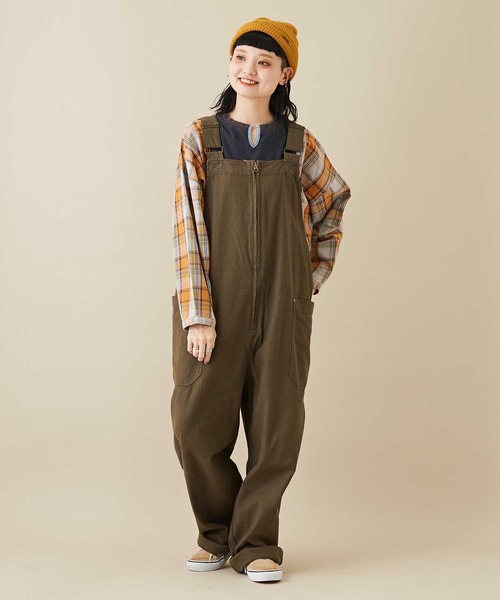 CUBE SUGAR（キューブシュガー）の「無地バックツイルフロントジップオーバーオール（サロペット/オーバーオール・レディース・ブラウン/カーキ/ナチュラル・M）」の21枚目の写真