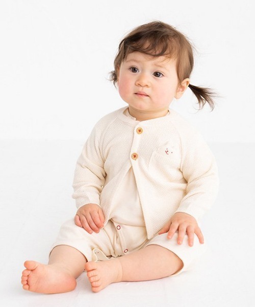 【pompkins BABY / ポプキンズベビー】オーガニックニット カノコ編みベビーカーディガン（カーディガン/ボレロ）｜pompkins baby（ポプキンズベビー）