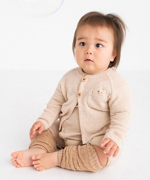 【pompkins BABY / ポプキンズベビー】オーガニックニット カノコ編みベビーカーディガン（カーディガン/ボレロ）｜pompkins baby（ポプキンズベビー）