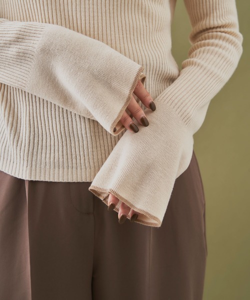 Shelly island（シェリーアイランド）の「配色リブプルオーバー（ニット/セーター・レディース・ベージュ/ホワイト/ブラック・FREE）」の5枚目の写真