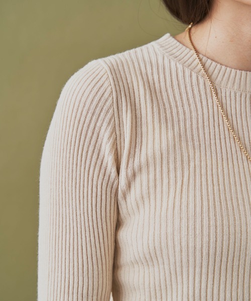 Shelly island（シェリーアイランド）の「配色リブプルオーバー（ニット/セーター・レディース・ベージュ/ホワイト/ブラック・FREE）」の6枚目の写真