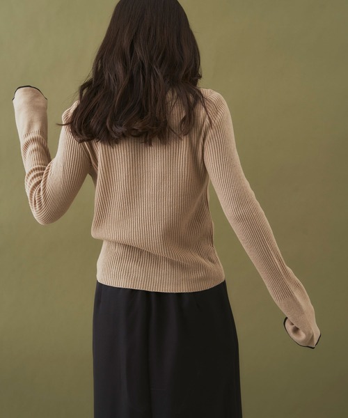 Shelly island（シェリーアイランド）の「配色リブプルオーバー（ニット/セーター・レディース・ベージュ/ホワイト/ブラック・FREE）」の12枚目の写真