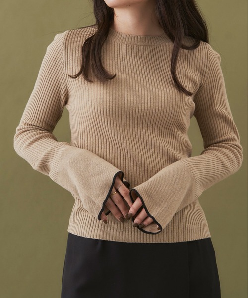 Shelly island（シェリーアイランド）の「配色リブプルオーバー（ニット/セーター・レディース・ベージュ/ホワイト/ブラック・FREE）」の10枚目の写真