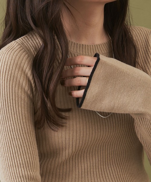 Shelly island（シェリーアイランド）の「配色リブプルオーバー（ニット/セーター・レディース・ベージュ/ホワイト/ブラック・FREE）」の11枚目の写真