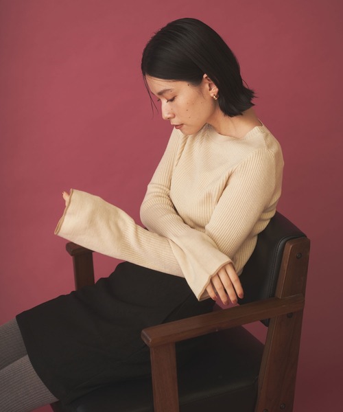 Shelly island（シェリーアイランド）の「配色リブプルオーバー（ニット/セーター・レディース・ベージュ/ホワイト/ブラック・FREE）」の16枚目の写真