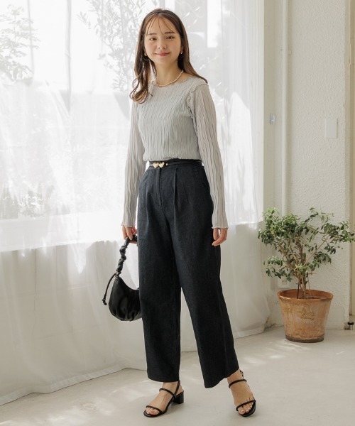 flower（フラワー）の「ギャザーレザーバッグ（ショルダーバッグ・レディース・ブラック/アイボリー・FREE）」の12枚目の写真