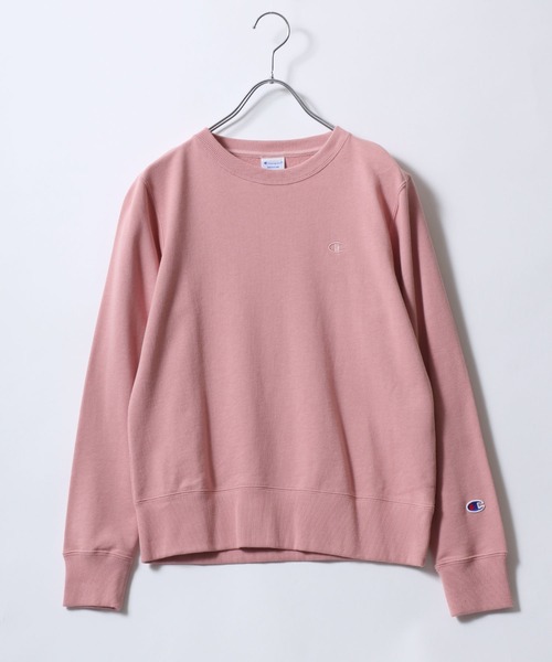 Champion(チャンピオン)の「Champion(チャンピオン)ワンポイントロゴ刺繍 裏毛スウェットトップス/無地トレーナー レディース(スウェット・レディース・ピンク/ブラック/ネイビー/サンドベージュ/オフホワイト/グレー・M/L)」の6枚目の写真
