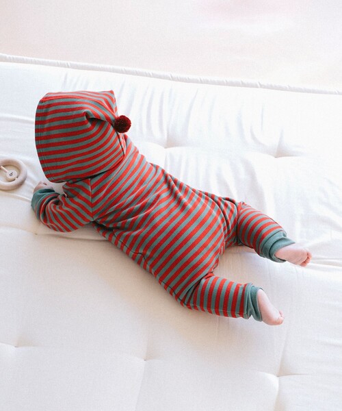 こども ビームス(コドモビームス)の「こども ビームス / ベビー ボーダー ファスナー カバーオール 23(70~80cm)(ロンパース・キッズ・ピンク/オリーブ/オフホワイト・70/80)」の10枚目の写真